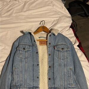 Levi's Blue Jean Jacket with White Sherpa Lining